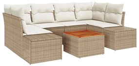 vidaXL Kerti Kanapé Szett párnával 7 pcs Bézs polirattan