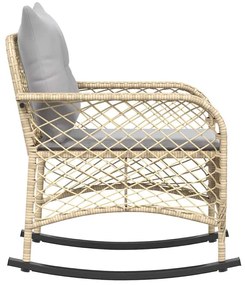 bézs polyrattan kerti hintaszék párnákkal