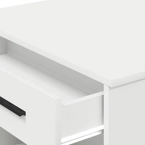 íróasztal fiókkal és polccal fehér 102x62x77,5 cm gépelt fa