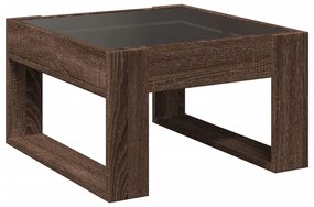 barna tölgy végtelen hatású LED-es dohányzóasztal 50x53x30 cm