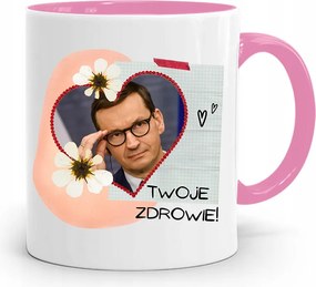 Rózsaszín Politikai Bögre Mateusz Morawiecki Miniszterelnök fényképes nyomtatással