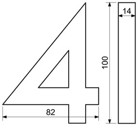 "4" házszám, RN.100LV, vágott, ezüst