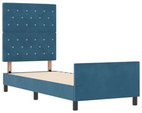 Ágykeret Sötétkék 80x200 cm Bársony