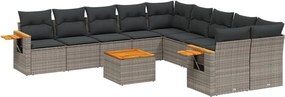 vidaXL 11 részes szürke polyrattan kerti ülőgarnitúra párnákkal