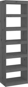 vidaXL szürke tömör fenyőfa könyvszekrény/térelválasztó 60x30x199,5 cm