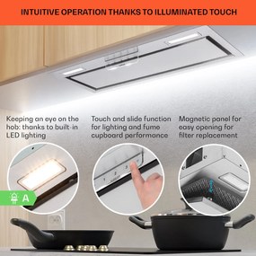 Klarstein Beépíthető páraelszívó Camila 70 cm 397 m³/ó LED touch rozsdamentes acélból