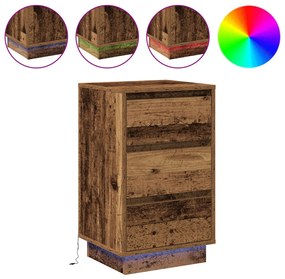 éjjeli szekrény LED-del régi fából 39x34,5x65 cm szerelt fa