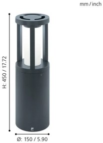 Eglo 97252 - LED Kültéri lámpa GISOLA 1xLED/12W/230V IP44 450 mm