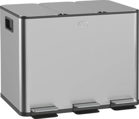HOMCOM 3 rekeszes 20L Konyhai Pedálos Szemetes 3 Csendes Záródású Rozsdamentes Acél és PP Fedéllel, 61.9x36.6x56.7 cm, Ezüst | Aosom