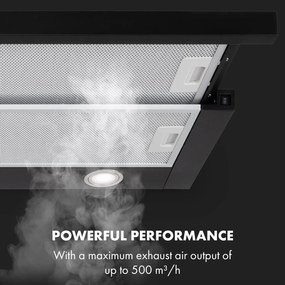 Klarstein Mariana 60, kihúzható páraelszívó, 60 cm, 500 m³/ó, elszívás, LED, fekete