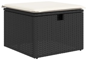 9 részes kerti kanapé szett párnákkal Fekete Polyrattan, 2 személyes kerti kanapé párnákkal Fekete Polyrattan