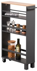 Kesper 24856 Görgős öblös polc, fekete, 50 x 15 x79 cm, 50 x 15 x 79 cm