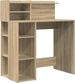 vidaXL Asztal polcokkal Sonoma tölgy 90 x 48 x 101,5 cm Faanyag