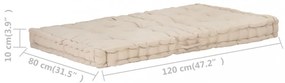 bézs pamut raklappadló-párna 120 x 80 x 10 cm