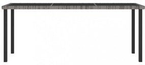 szürke polyrattan kerti étkezőasztal 180 x 70 x 73 cm