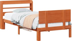 vidaXL Ágykeret fejtámlával tárolóval 2 pcs Faggyú barna Tömör fenyőfa