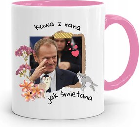 Donald Tusk Rózsaszín Bögre Platform Ajándék fényképes nyomtatással