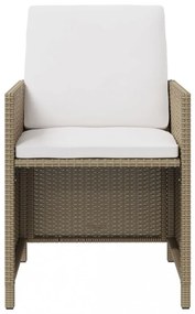 4 db bézs polyrattan kerti szék párnával