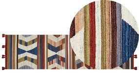 Színes kilim gyapjú futószőnyeg 80 x 300 cm MRGASHAT Beliani