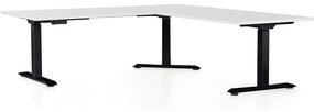 OfficeTech Angle állítható magasságú asztal, 180 + 120 cm, fekete alap, fehér