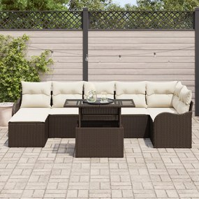 8 darabos kert kanapé szett párnákkal Barna Poly Rattan, 2 fős kert kanapé párnákkal Barna Poly Rattan