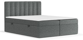 Sötétszürke ágyneműtartós boxspring ágy 140x200 cm Novento – Maison de Rêve