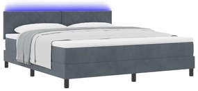 Boxspring Ágy Matraccal és LED-del Sötétszürke 180x200 cm Bársony