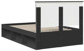 vidaXL Ágykeret fejtámlával Fekete 120 x 200 cm Tömör fenyőfa