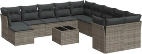 vidaXL 12 részes szürke polyrattan kerti ülőgarnitúra párnákkal