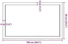 sötétbarna kezelt tömör fa fürdőszobai pult 100x60x(2-6) cm