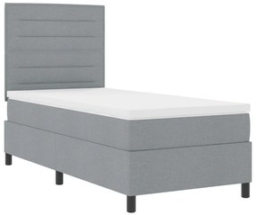 Box Spring ágy matraccal, világosszürke, egyszemélyes, szövet