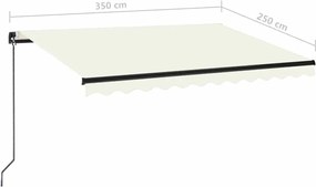 Krémszínű kézzel kihúzható napellenző 350 x 250 cm