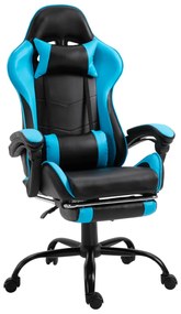 Irodai/gamer fotel lábtartóval, fekete/kék, TARUN