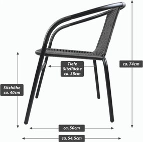 Kerti bisztró szék készlet egymásba rakható 2 db szürke