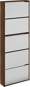 vidaXL barna tölgy 5 szintes cipőszekrény tükörrel 63 x 17 x 169,5 cm