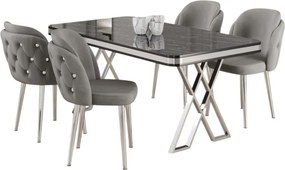 Rigel étkezőgarnitúra, fekete márvány-króm, 130 cm – TR240CHR2242