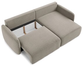 Bézs kinyitható-tárolóhelyes sarokkanapé (jobb oldali) Kalena – Makamii