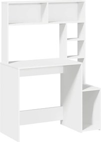 vidaXL íróasztal polcokkal Fehér 100x45x140 cm Műanyag fa
