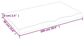 sötétbarna kezelt tömör tölgyfa fali polc 100x60x(2-6) cm