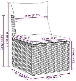vidaXL 2 részes barna polyrattan akácfa kerti ülőgarnitúra párnákkal