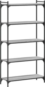 vidaXL 5 szintes szürke sonoma szerelt fa könyvespolc 80 x 30 x 154 cm