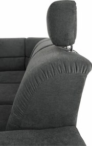 Ülőgarnitúra, műbőr fekete/szövet sötétszürke, jobbos, SANTIAGO U