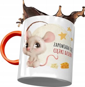 Narancssárga bögre egérrel Aranyos ajándék fényképes nyomtatással