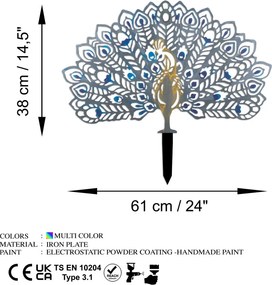 Peacock fém kerti dísztárgy, 60×38 cm – TR565TNL1262