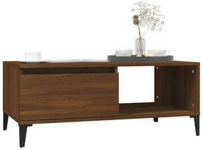 Barna tölgyszínű szerelt fa dohányzóasztal 90x50x36,5 cm