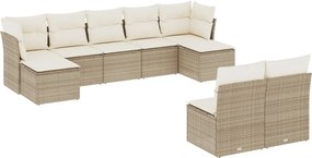 vidaXL 9 részes bézs polyrattan kerti ülőgarnitúra párnákkal