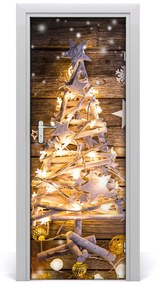 Poszter tapéta ajtóra Karácsonyfa világít 95x205 cm