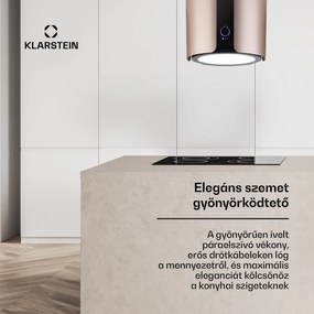 Klarstein Skyfall, sziget páraelszívó, Ø 45 cm, légkeringetés, 402 m³/ó, LED, nemesacél, arany