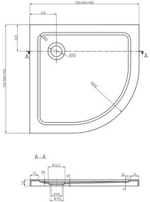 Mexen Rio, negyed kerek zuhanykabin tolóajtóval 80 x 80 cm, 5mm szürke üveg, króm profil + fekete zuhanytálca, 863-080-080-01-30-4170