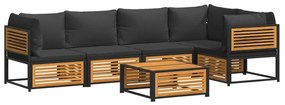 vidaXL 6 részes tömör akácfa kerti kanapészett párnákkal
